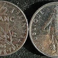 Frankreich 1/2 Franc 1986 France