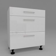 Küchen Unterschrank 3 Schubladen Weiß Hochglanz , Matt 30-80 cm Tiefe