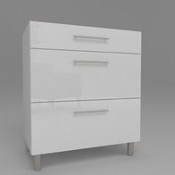 Küchenschrank 3 Schubladen Glanz Weiß Matt 30-80cm Tiefe 55 cm soft