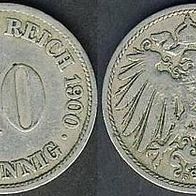 Kaiserreich 10 Pfennig 1900 F