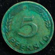 5 Pfennig BRD 1949 "G" >> Bank deutscher Länder << / D