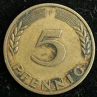 5 Pfennig BRD 1950 "F" Germany / Deutschland / D