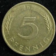5 Pfennig BRD 1984 "D" Germany / Deutschland / D