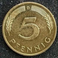 5 Pfennig BRD 1990 "D" Germany / Deutschland / D