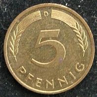 5 Pfennig BRD 1991 "D" Germany / Deutschland / D