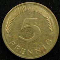 5 Pfennig BRD 1995 "D" Germany / Deutschland / D