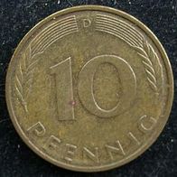 10 Pfennig BRD 1988 "D" Germany / Deutschland / D