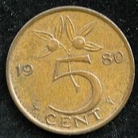 Niederlande 5 Cent 1980 Holland - Juliana #