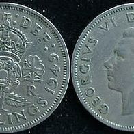 Großbritannien 2 Shillings 1949 England - Georg VI