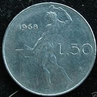 Italien 50 Lire 1968 >> gr. Münze << Italia #