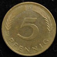 5 Pfennig BRD 1990 "D" Germany / Deutschland / D