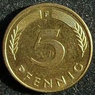 5 Pfennig BRD 1990 "F" Germany / Deutschland / D