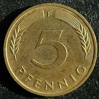 5 Pfennig BRD 1989 "F" Germany / Deutschland / D