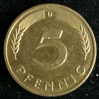 5 Pfennig BRD 1995 "D" Germany / Deutschland / D
