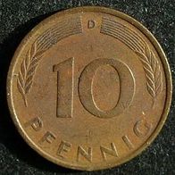 10 Pfennig BRD 1972 "D" Germany / Deutschland / D