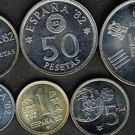 Spanien 1980 Kursmünzensatz zur FIFA Fußball-Weltmeisterschaft 1982