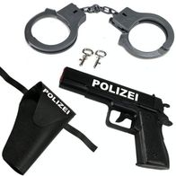 Pistole Halfter Handschellen Set 4 Teile Karneval Neu OVP ! Polizei Helm 