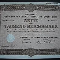 RAR Aktie Jota-Werk Düsseldorf 1.000 RM 1941 Nr. 36 !