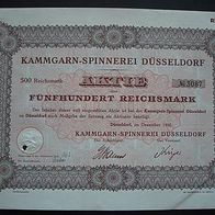 RAR Aktie Kammgarn-Spinnerei Düsseldorf 500 RM 1930