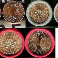 2010 Lose Kursmünzen Österreich Austria UNC 1 Cent & 2 Cent & 5 Cent Prägefrisch
