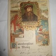 Lithographie Mainz, 500jährige Gutenbergfeier 1900