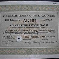 Aktie Westfälische Drahtindustrie Hamm 1.000 RM 1924
