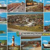 alte AK Insel Borkum Nordsee Schiff Strand Kutsche 1988