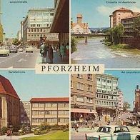 alte Ansichtskarte Pforzheim 1976, 4 Ansichten, Autos