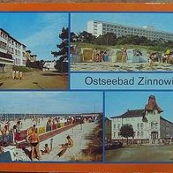 Ansichtskarte Ostseebad Zinnowitz 1987, 4-Bild-Karte