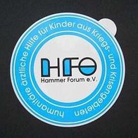 Aufkleber von der Hilfsorganisation Hammer Forum