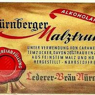 ALT ! Bieretikett "Malztrunk" : Lederer-Bräu Nürnberg