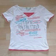 T-Shirt weiß-rosa mit Glitzer LOVE Unlimited ungetragen