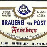 ALT ! Bieretikett Brauerei Hönig Litzendorf-Tiefenellern Lkr. Bamberg