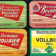 ALT ! Bieretiketten Brauerei † 1982 Bretnig-Hauswalde Lkr. Bautzen