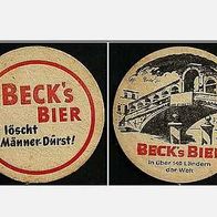 ALT ! Bierdeckel Brauerei Beck Bremen mit Bild von Venedig
