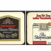 ALT ! Bierdeckel Brauerei Henninger Frankfurt mit "Stuyvesant"-Werbung