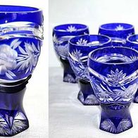 Nachtmann Kristall 6 Wein Gläser mit Rosen kobaltblau