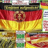 DDR * Militaria * Flagge * Hochglanz-DeDeRon * Embleme gestickt + Fransen * RAR