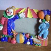 Bilderrahmen Keramik bunt Clown Zirkus Elefant Motiv