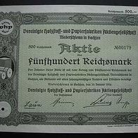 Aktie Vereinigte Holzstoff- und Papier 500 RM 1934