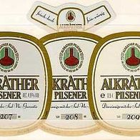 ALT ! Bieretiketten "ALKRATHER" mit 3 Sudnummern : Brauerei Ganser Leverkusen