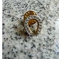 Süße kleine Brosche Hufeisen mit Strass
