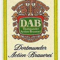 ALT ! Zündholz-Etikett DAB Dortmunder Actien-Brauerei