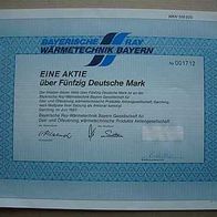 Aktie Bayerische Ray-Wärmetechnik Garching 50 DM 1993