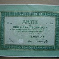 Aktie Lahmeyer AG Frankfurt/ Main 50 DM 1976
