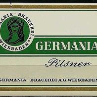 ALT ! Bieretikett Germania-Brauerei † 1973 Wiesbaden Hessen
