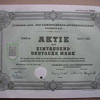 Aktie Schramm Lack und Farben Offenbach 1.000 DM 1965