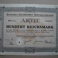 Aktie Deutscher Eisenhandel Berlin 100 RM 1936