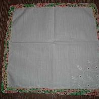Taschentuch / Deckchen mit Spitze Handarbeit
