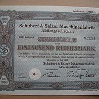 Aktie Schubert & Salzer Maschinen Chemnitz 1000 RM 1942
